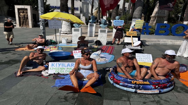 Şezlonglu, havlulu ve havuzlu eylem... Bodrum da kıyı işgali protestosu!